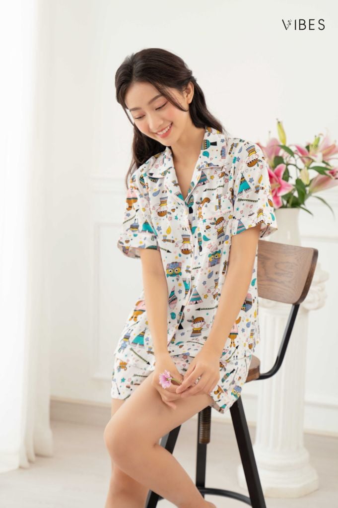 Pijama ngắn Owl White Py Set