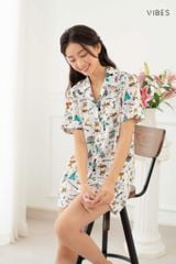 Pijama ngắn Owl White Py Set