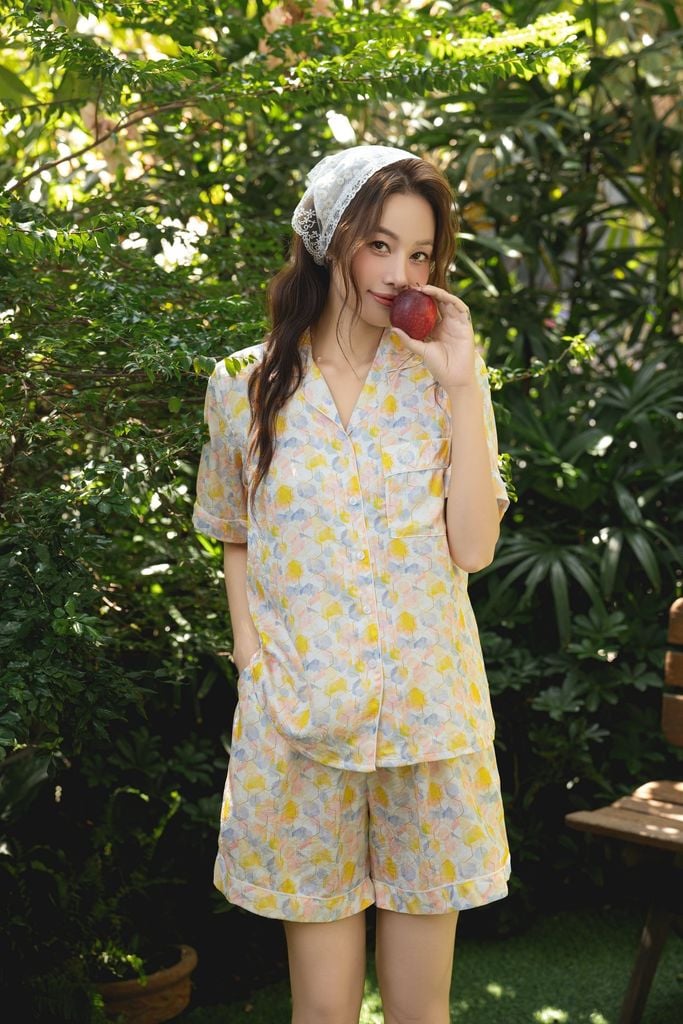 Pijama ngắn Lụa gấm Hexa Py Set
