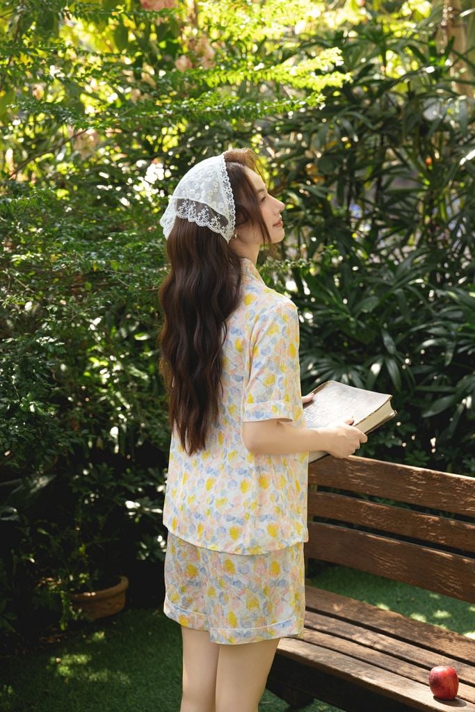 Pijama ngắn Lụa gấm Hexa Py Set
