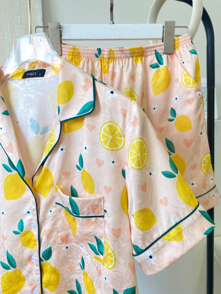Pijama ngắn Lụa gấm Lemons Py Set