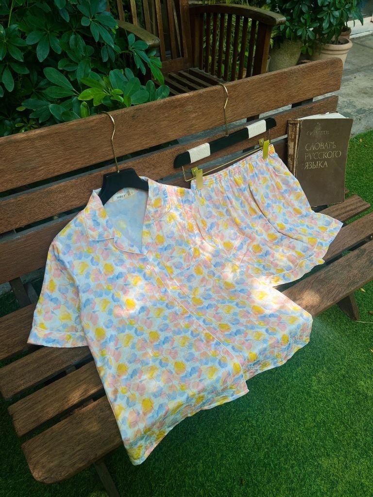 Pijama ngắn Lụa gấm Hexa Py Set