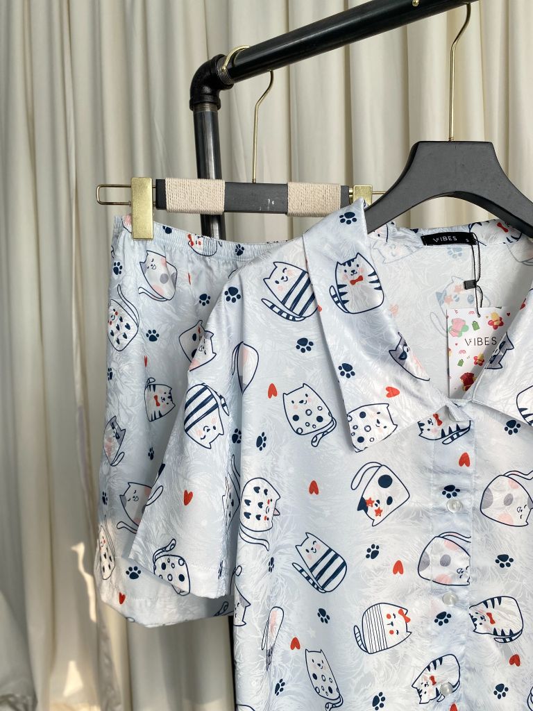 Pijama ngắn Lụa gấm Naomi Py Set