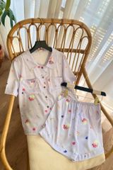 Pijama ngắn Lụa gấm Sweet Py Set in Purple