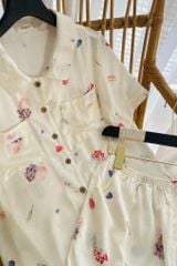 Pijama ngắn Lụa gấm Sweet Py Set in White
