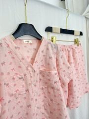 Pijama ngắn cổ V Vie Pink Py Set