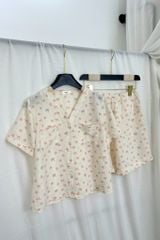 Pijama ngắn cổ V Vie Cream Py Set