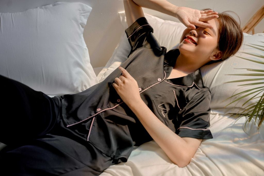 Pijama dài lụa trơn Ink Long Py Set