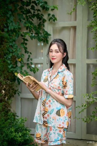 Pijama ngắn Lụa gấm Bee Py Set