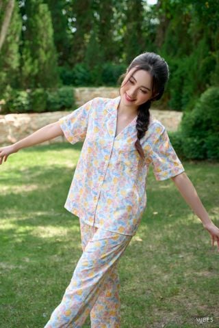 Pijama dài Lụa gấm Hexa Long Py Set