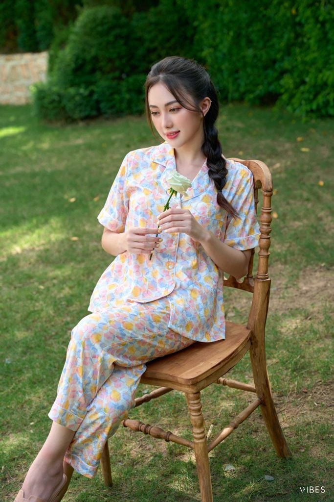 Pijama dài Lụa gấm Hexa Long Py Set