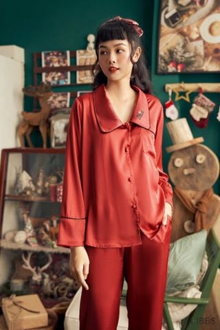 Pijama dài tay lụa trơn Ada Long Sleeve Py Set