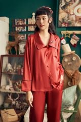 Pijama dài tay lụa trơn Ada Long Sleeve Py Set