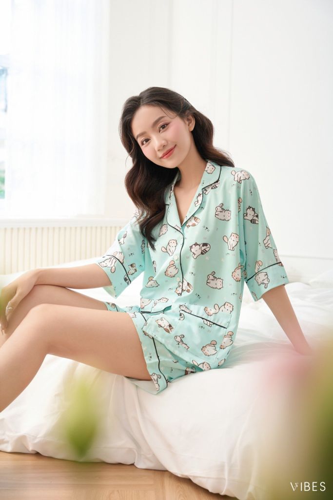 Pijama ngắn phom cánh dơi Marine Py Set