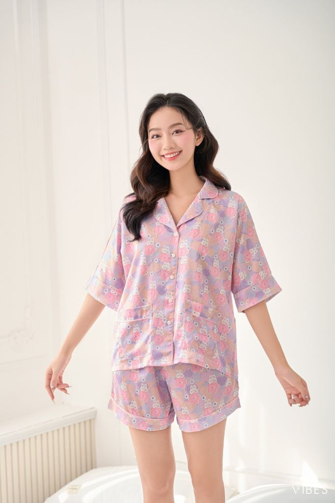 Pijama ngắn phom cánh dơi Clara Py Set