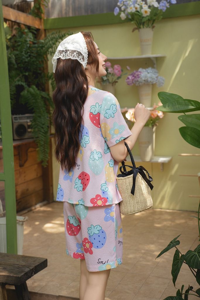 Pijama ngắn cổ V Vie Mina Py Set