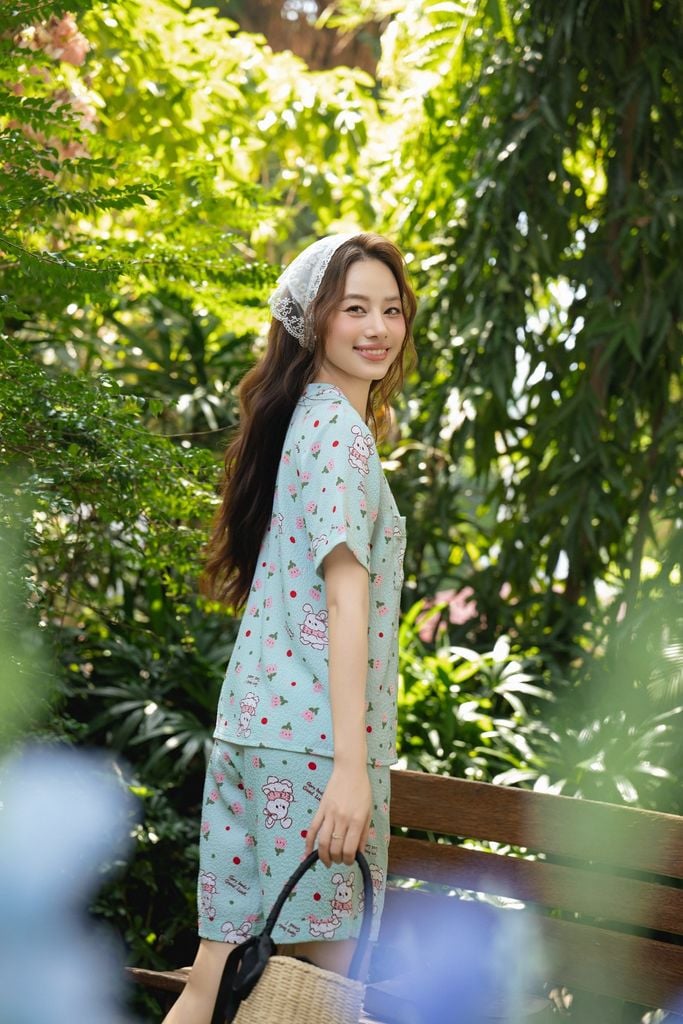 Pijama ngắn cổ V Vii Py Set in Mint