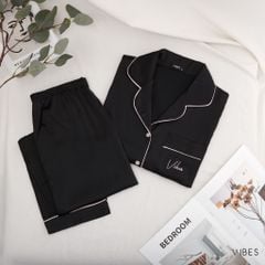 Pijama dài lụa trơn Ink Long Py Set