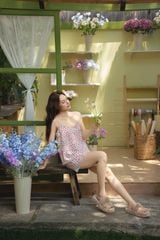Đồ bộ 2 dây Floral Straps Set in Pink