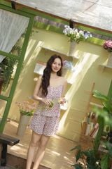 Đồ bộ 2 dây Floral Straps Set in Pink
