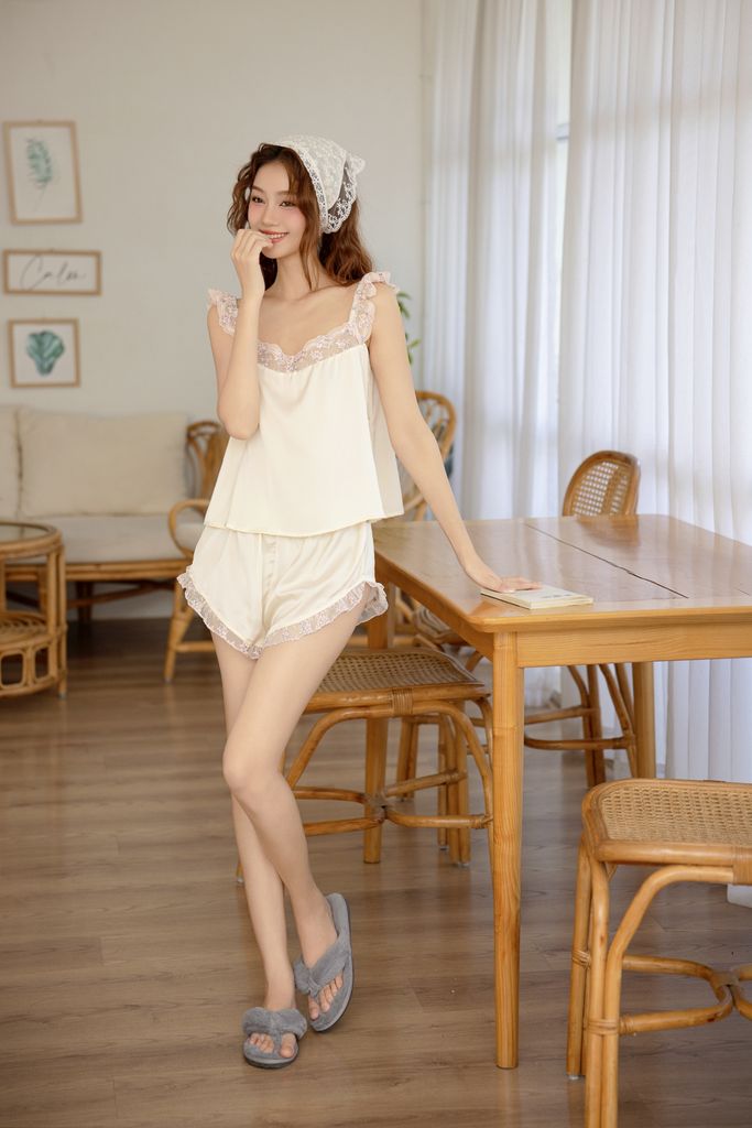 Đồ bộ 2 dây phối ren Lunella Honey Lace Straps Set