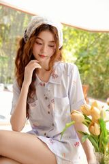 Pijama ngắn Lụa gấm Sweet Py Set in Purple