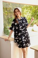 Pijama ngắn freesize FS Tilly Black Py Set