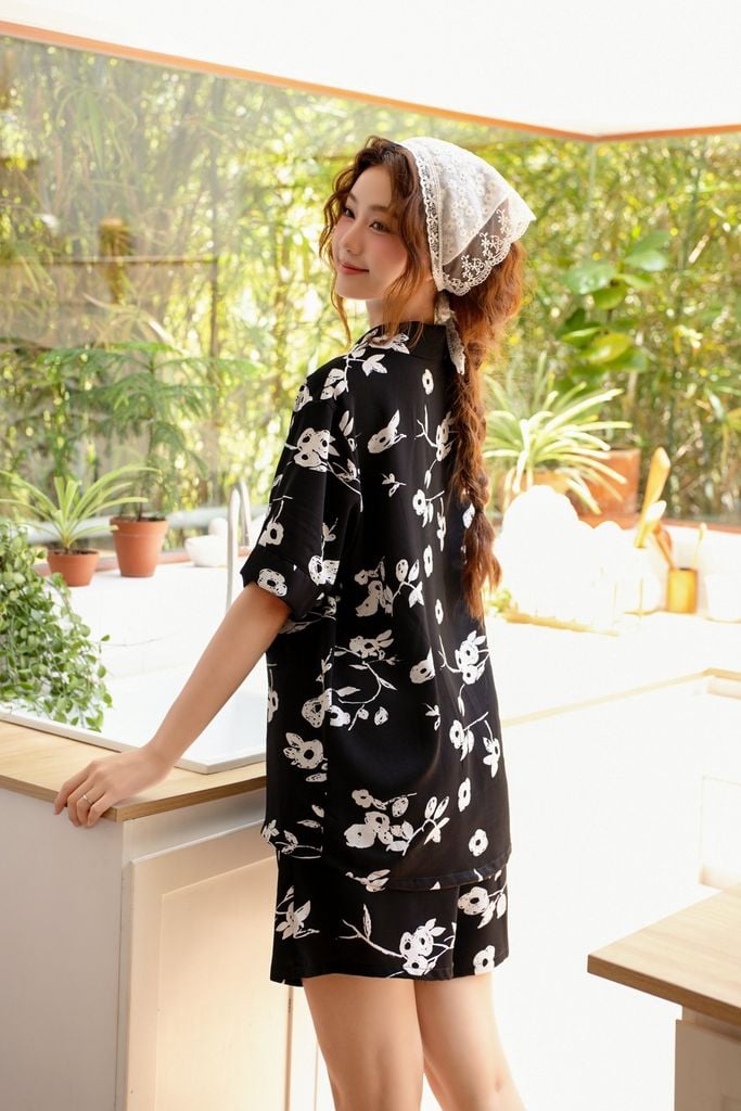 Pijama ngắn freesize FS Tilly Black Py Set