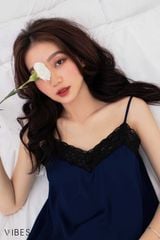 Đồ bộ 2 dây lụa trơn Navy Straps Set