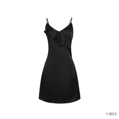 Váy ngủ lụa trơn Inky Ruffle Dress