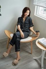Pijama dài lụa trơn Ink Long Py Set