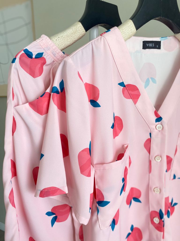 Pijama ngắn cổ V Vie Peach Py Set