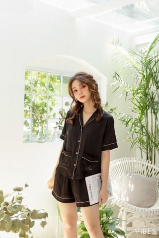 Pijama ngắn lụa trơn Ink Silk Py Set