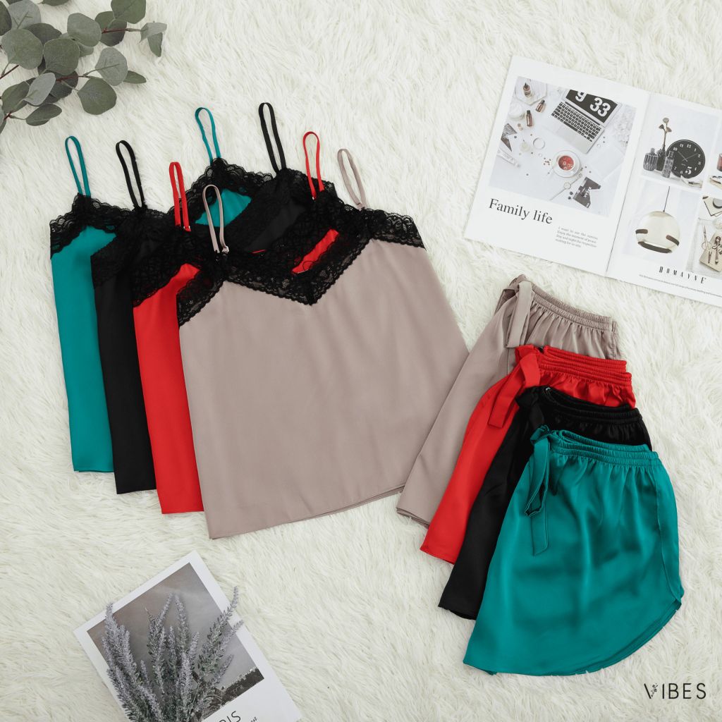 Đồ bộ 2 dây lụa trơn Steal Straps Set