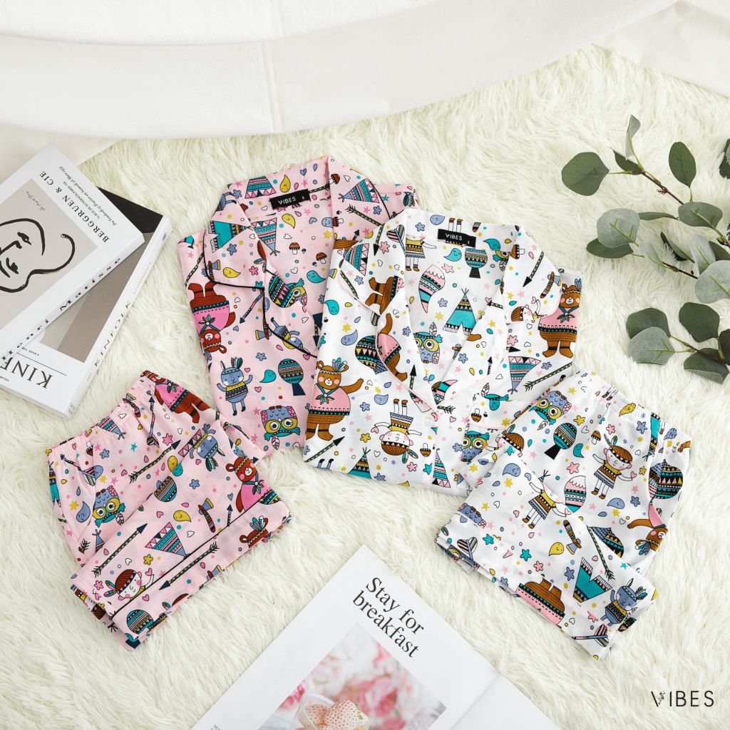 Pijama ngắn Owl White Py Set