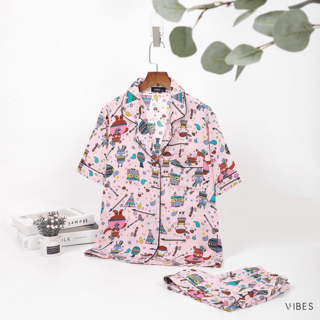 Pijama ngắn Owl Pink Py Set