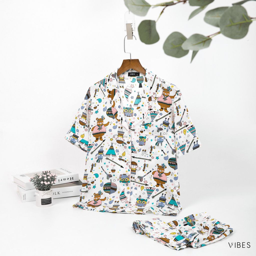 Pijama ngắn Owl White Py Set