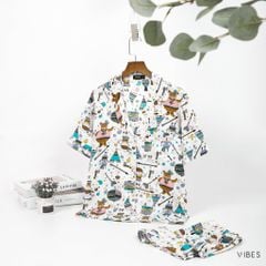 Pijama ngắn Owl White Py Set