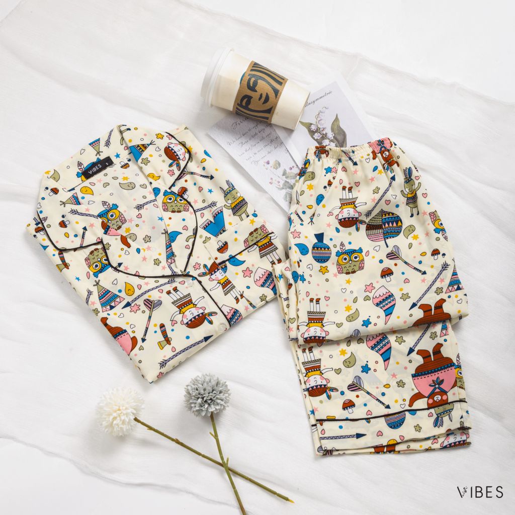 Pijama lửng Owl Cream Capri Py Set