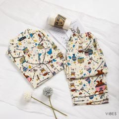 Pijama lửng Owl Cream Capri Py Set