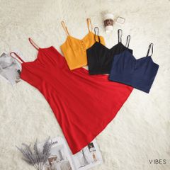 Váy ngủ lụa trơn Navy Lady Dress