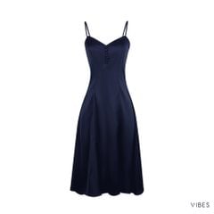 Váy ngủ lụa trơn Navy Lady Dress