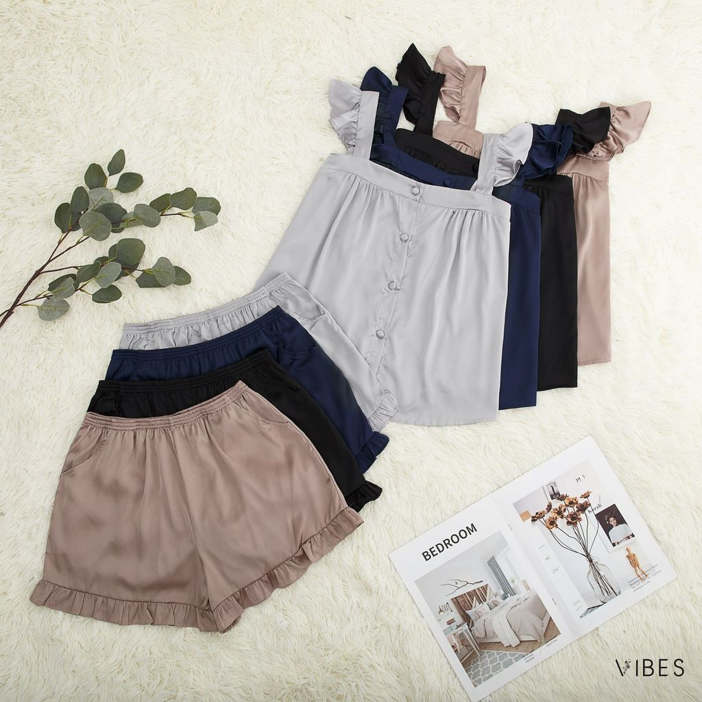 Đồ bộ lụa 2 dây cánh tiên Rena Straps Set