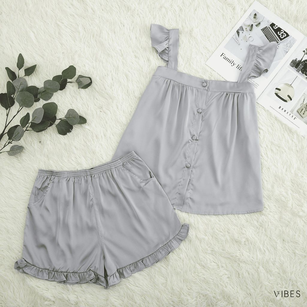 Đồ bộ lụa 2 dây cánh tiên Rena Straps Set
