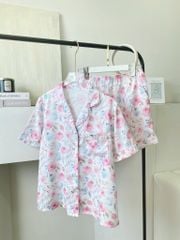 Pijama ngắn Lụa gấm Rose Py Set