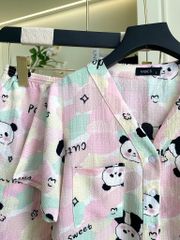 Pijama ngắn cổ V Vie Panda Pink Py Set