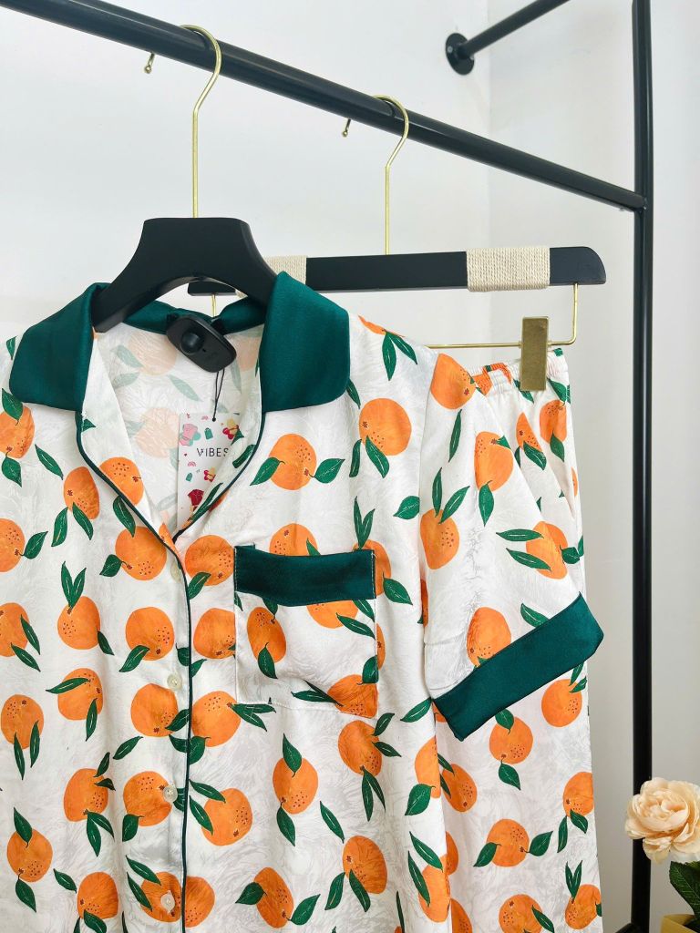 Pijama dài Lụa gấm Orange Long Py Set