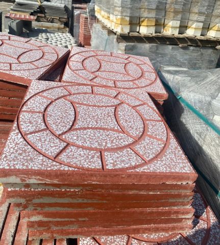 Gạch Vỉa Hè 40x40 Terrazzo Đồng Tiền Đỏ