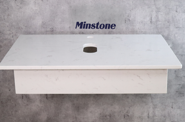 Bàn đá lavabo Minstone M101 50x70 trắng vân