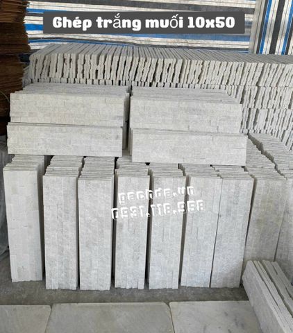 Đá ghép Trắng muối 10x50 ốp trang trí